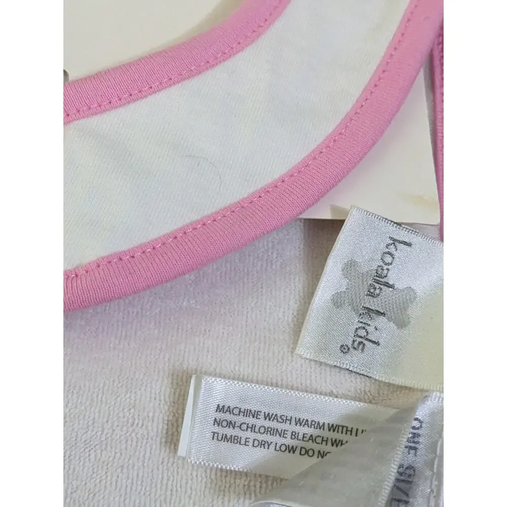 NEW KOALA KIDS BABY BIRTHDAY GIRL CUPCAKE PINK FEEDING BIB Ruffle Embroidered